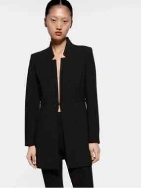 Zara Long Open-Front Blazer Jacket